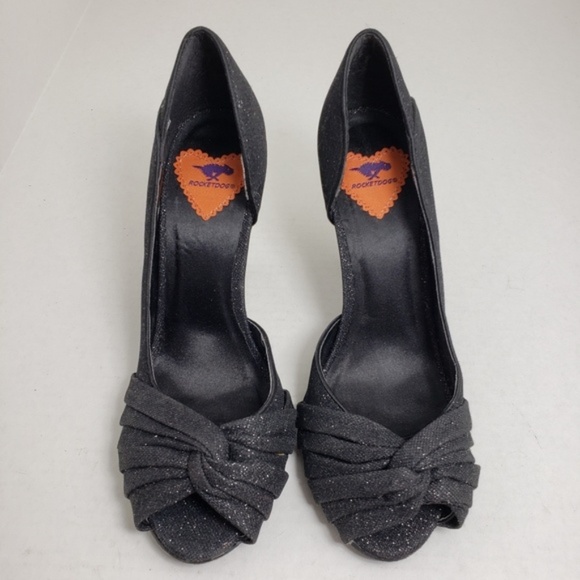 Rocket Dog Peep Toe Sparkle Slip On Formal Pumps 8 - Picture 2 of 8